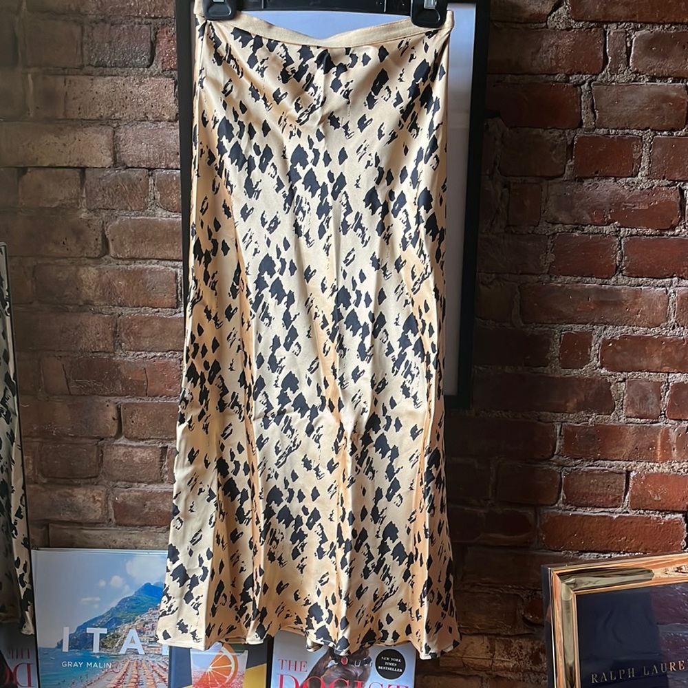 Anine Bing Silk Animal Print Skirt